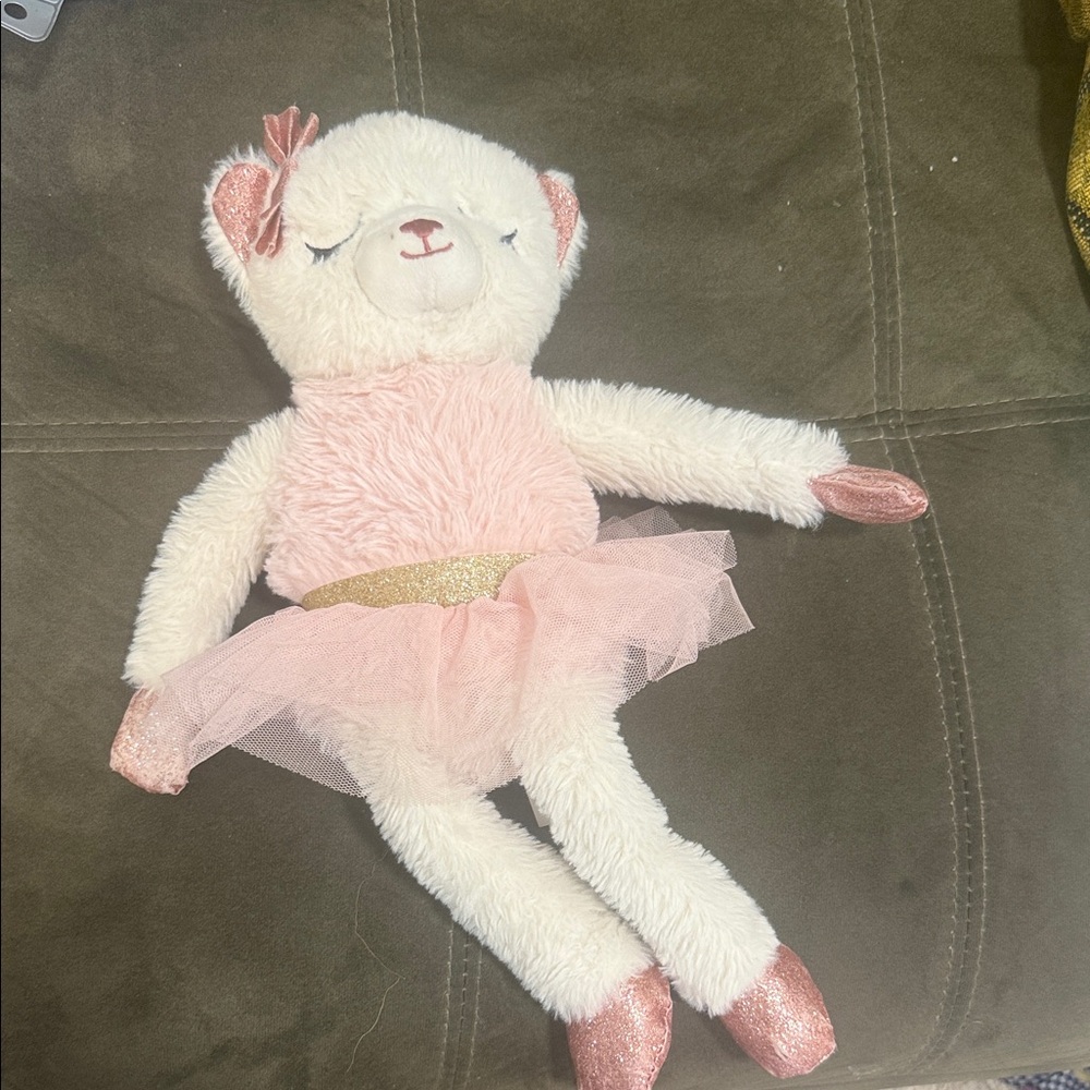 Adorable Pink and White Plush Bear with Tutu